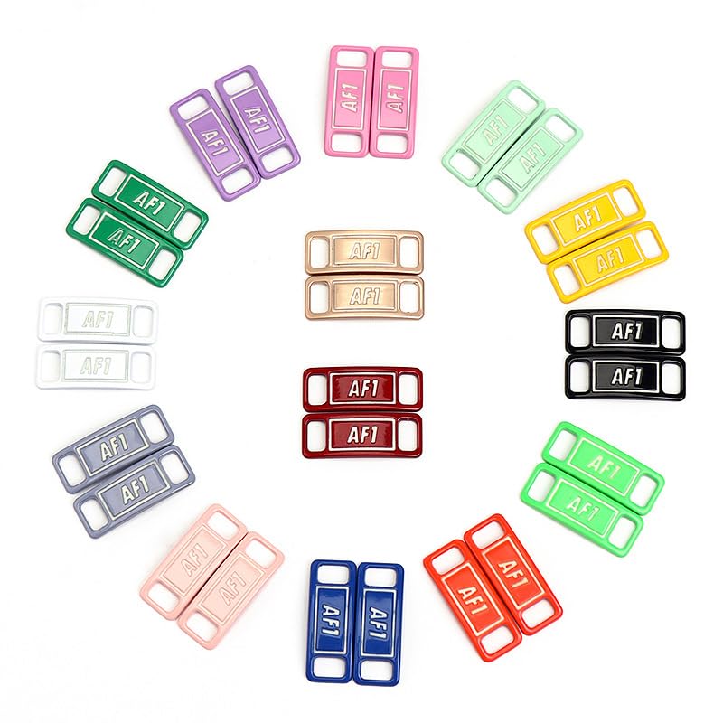 ALMEKAQUZ 14 Pairs Luminous Fluorescent Shoelace Buckle, AJ1AF1 Sneaker badges, Metal Decorative Shoe Buckles, Iron Shoelace Buckle