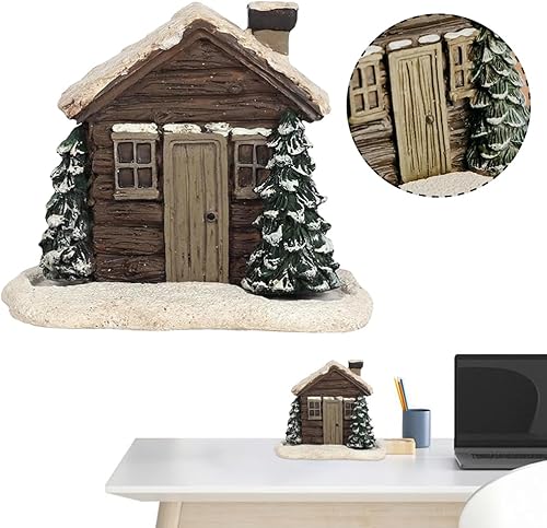 Miniatura 6 de Cessfle Quemador de incienso de cabaña de troncos de Navidad, quemador de incienso de invierno nevado de Navidad con 62 conos de incienso, chimenea