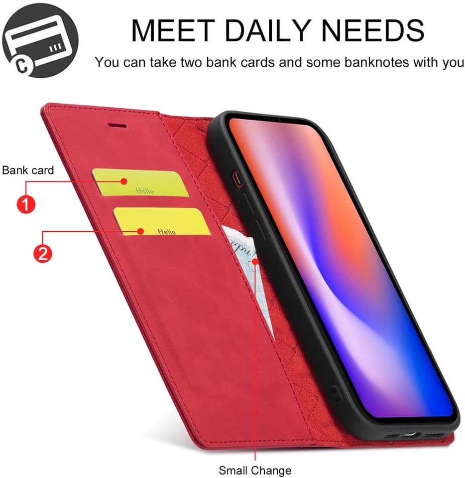 For IPhone 16/16 Pro/16 Plus/16 Pro Max用ウォレットケース、マグネット開閉式フルラップフリップ