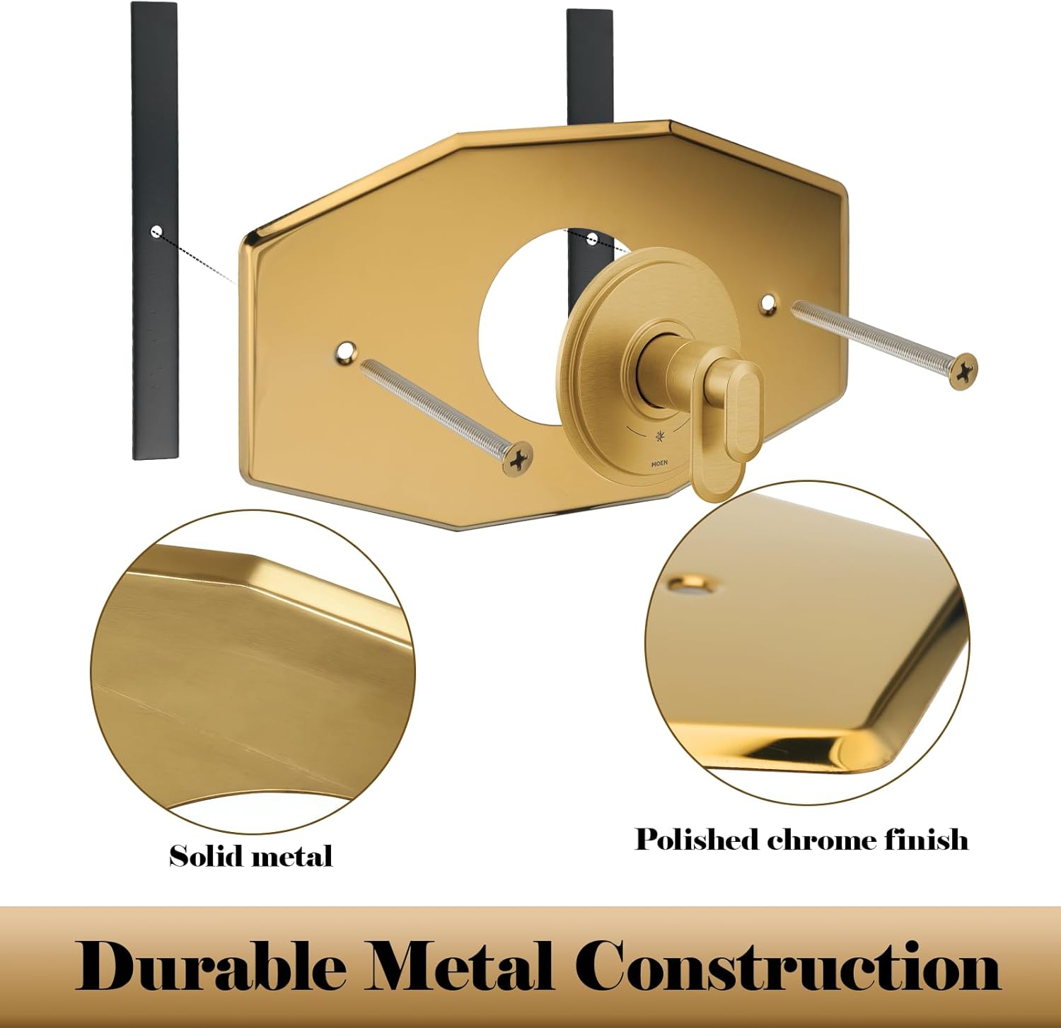 A503‑01 One-Hole Remodel Cover Plate compatible with Mixet Bathtub and Shower Valves, Shower Renovation Cover Plate (Gold)