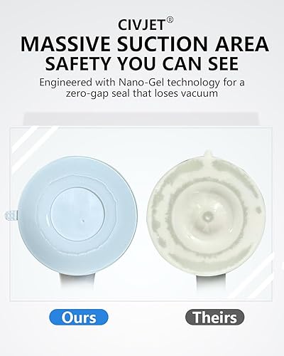 Miniatura 5 de Paquete de 2 barras de agarre de ducha con ventosa para personas mayores, asas de ducha extraíbles resistentes para bañeras y duchas, pasamanos de