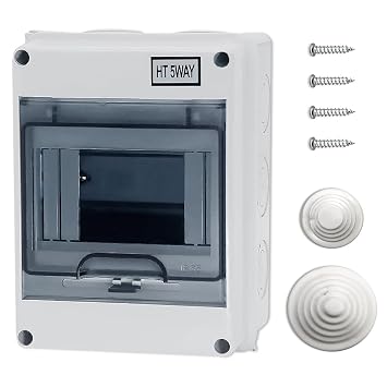 IP65 ABS Transparent Cover Electrical Box, 5 Way Waterproof Distribution Protection Box for Circuit Breaker Indoor on The Wall, Din Rail Box Power Switch Control Junction Box