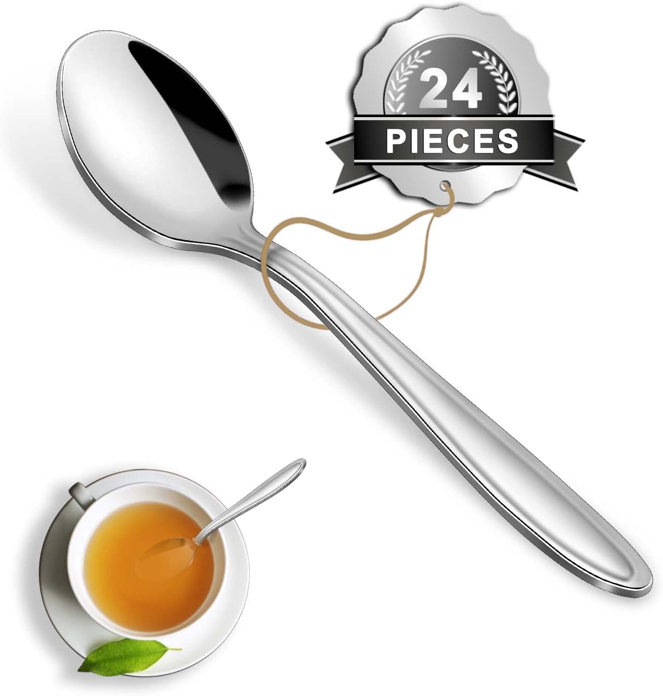 Teaspoons, Pleafind Teaspoons Set of 24, 24 Pieces Stainless Steel Tea