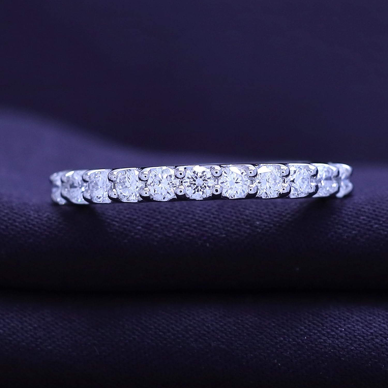 SAVEARTH DIAMONDS 1/2 Carat Moissanite & Lab Grown Diamond Eternity Band Wedding Rings for Women In 14K Gold Over Sterling Silver (0.50 Cttw)