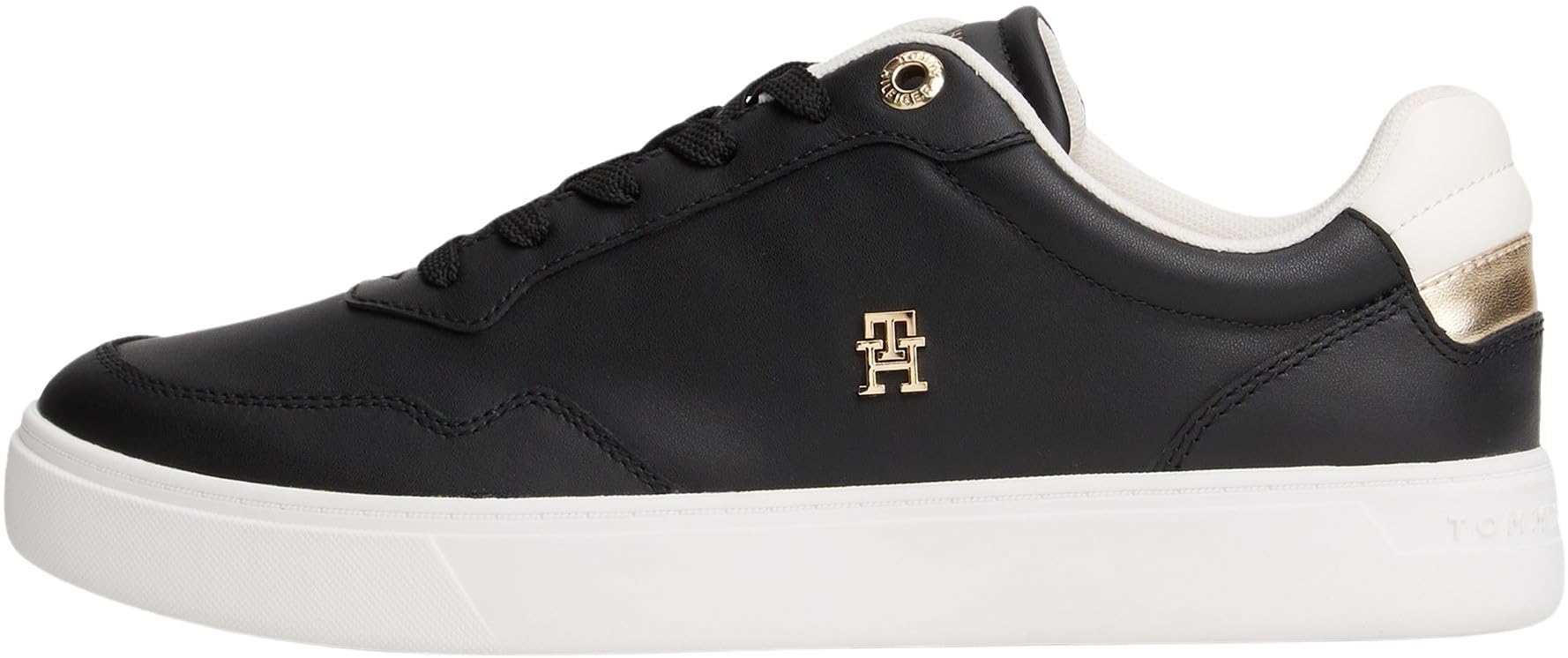 Tommy Hilfiger Women’s Essential Elevated Leather Cupsole Trainers, Black (Black), 6.5