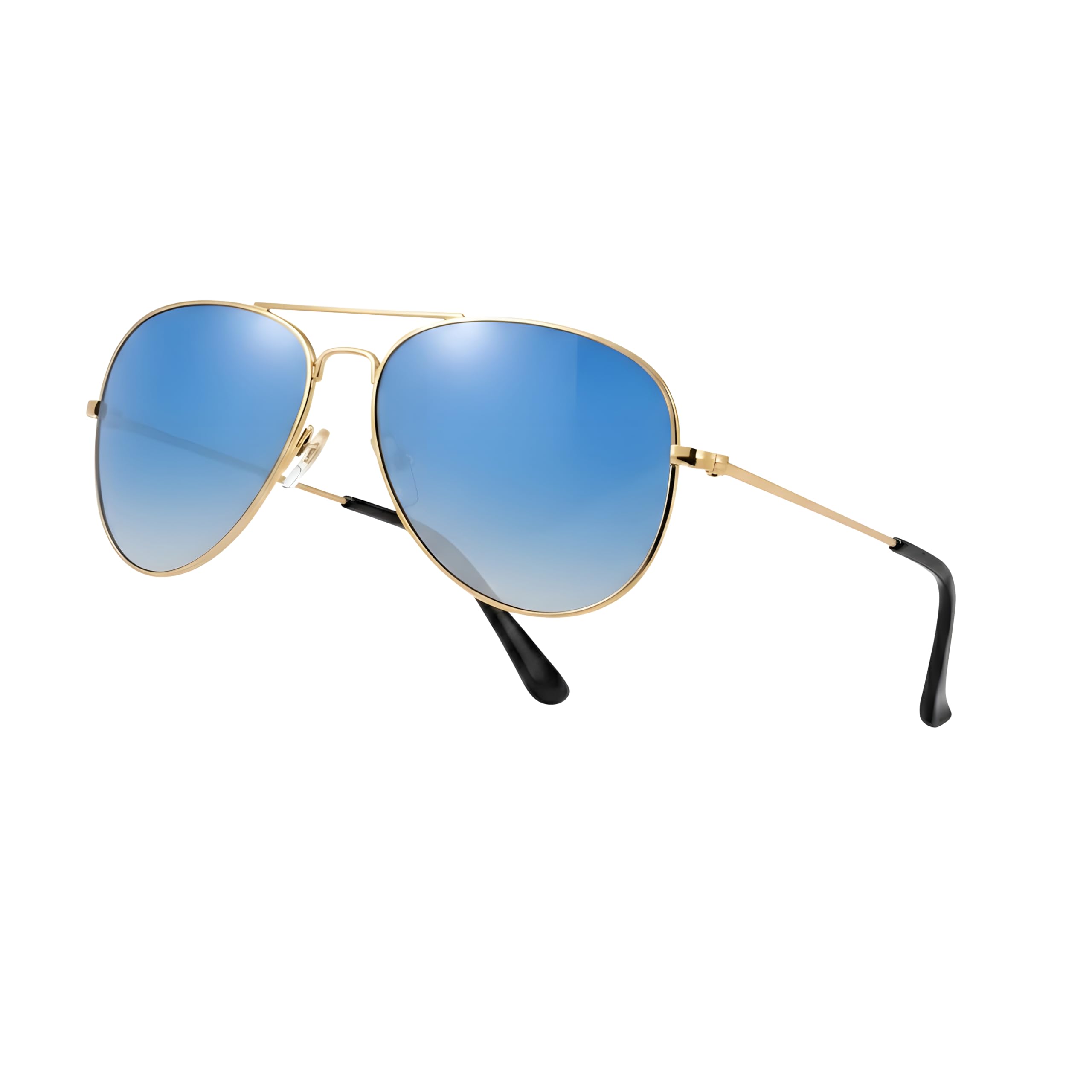 Komonee Pilot Style Blue Lens Sunglasses Designer Unisex UV400 Protection Shades