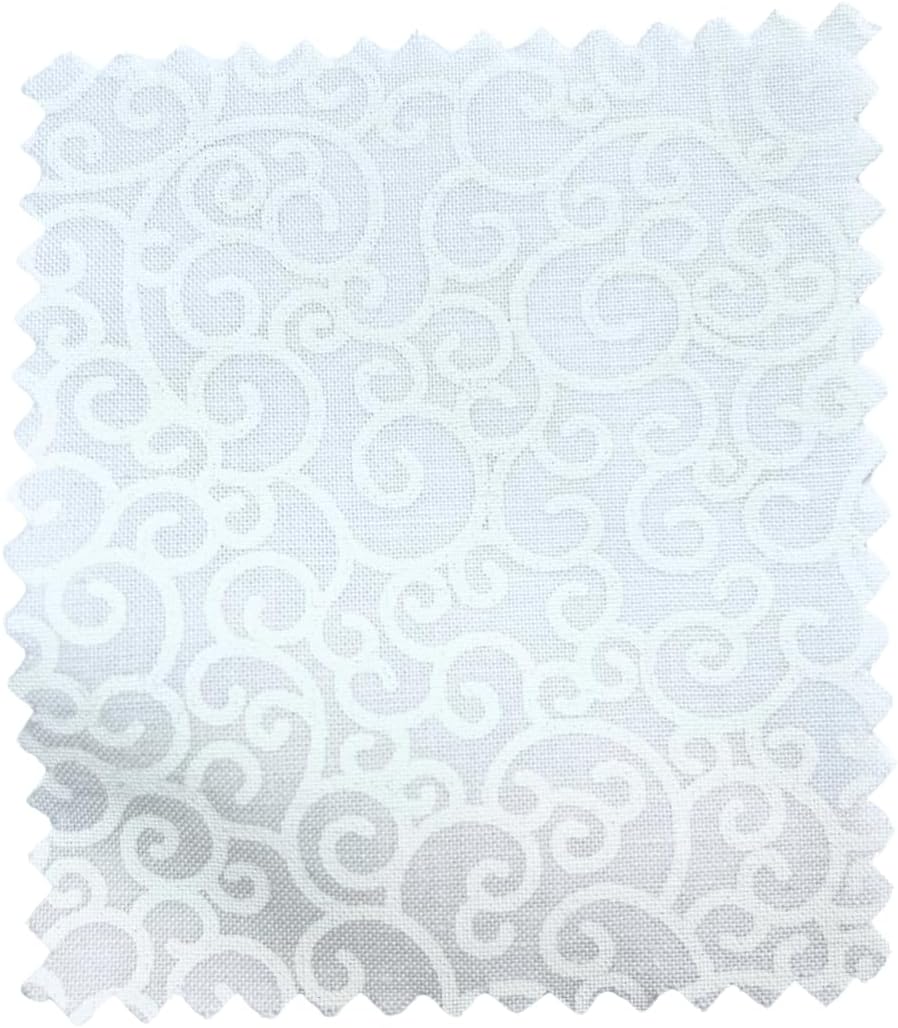 Supreme 108" Quilt Backing - Tone on Tone - Premium Cotton Fabric Cut by The Yard (White on White - Swirls)