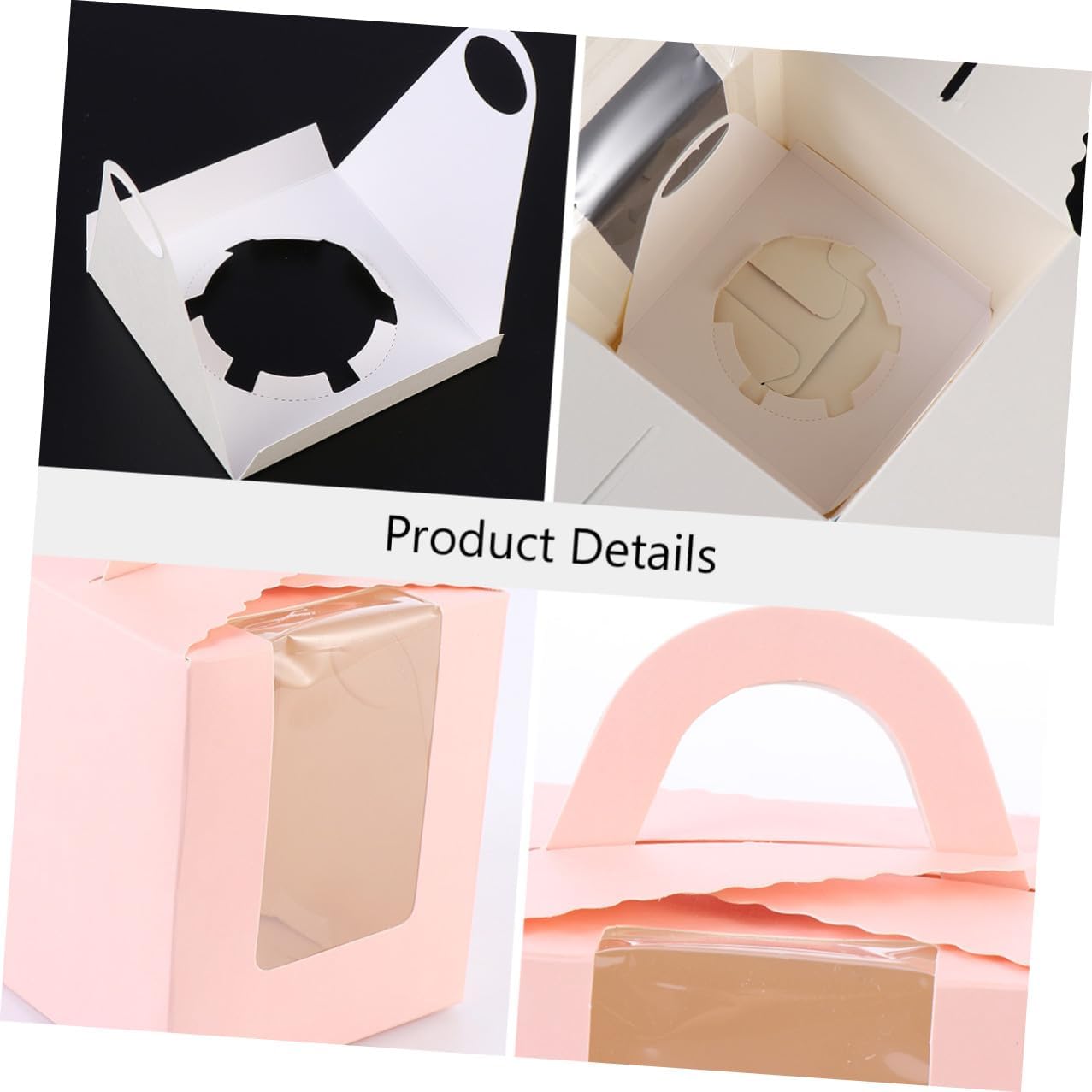 50pcs Pink Single Cupcake Boxes with Handle, Food-grade Cardboard Muffin Containers for Baking and Dessert Packaging, Portable Cake Boxes for Weddings and Parties