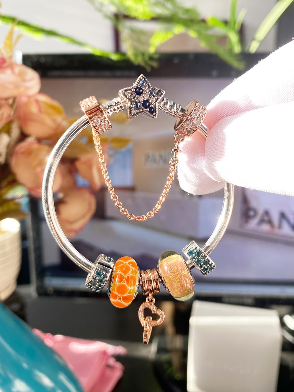 Sterling Silver Clip Charms for Pandora Bracelets Silver Clip Charms Jewelry Gifts for Women (Green) - Image 5