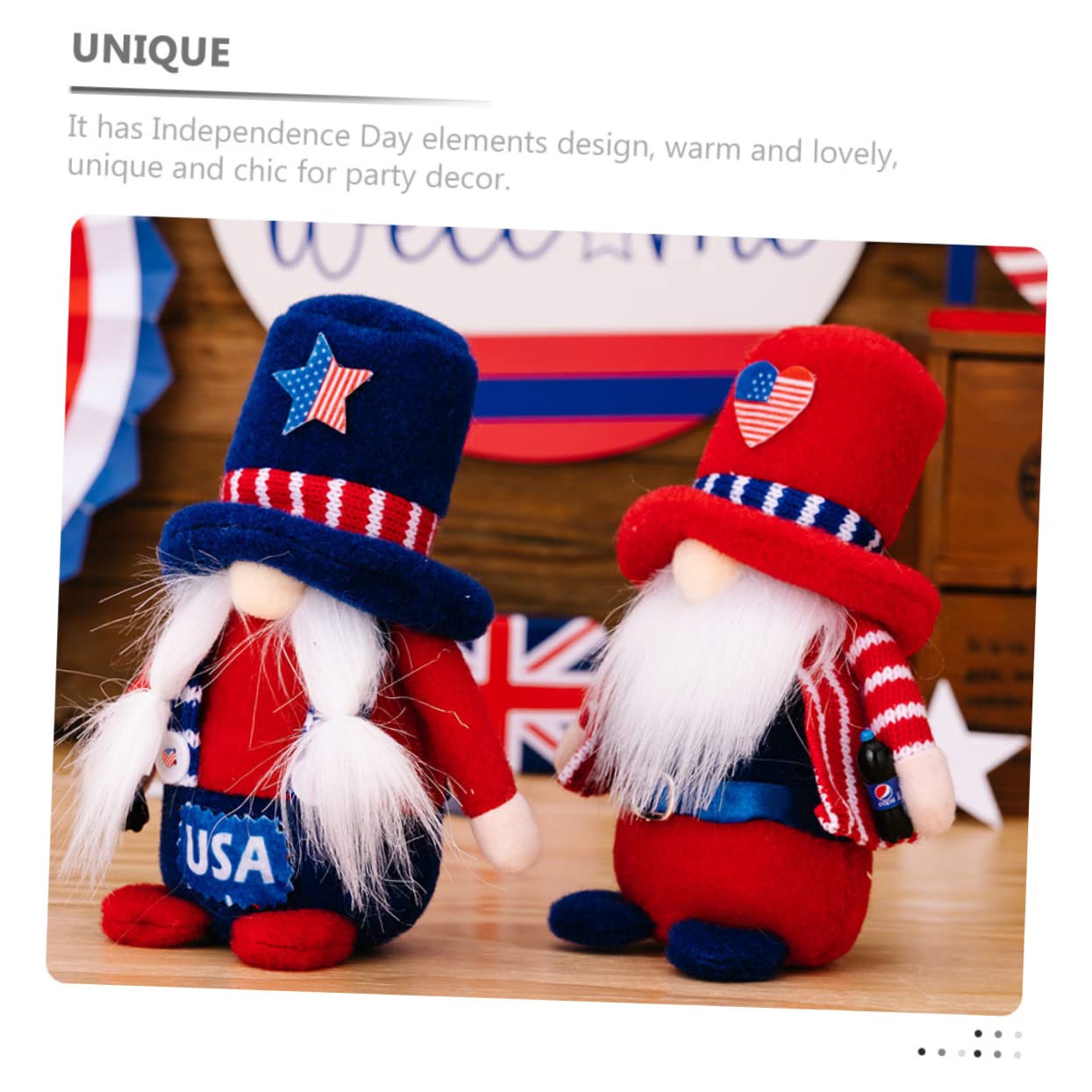 Zerodeko 3stücke Independence Day GNOME Dekoration Handgefertigte GNOME Puppe Mit Hut Für Lustige Und Einzigartige Tischdeko Für Independence Day Und Feierlichkeiten