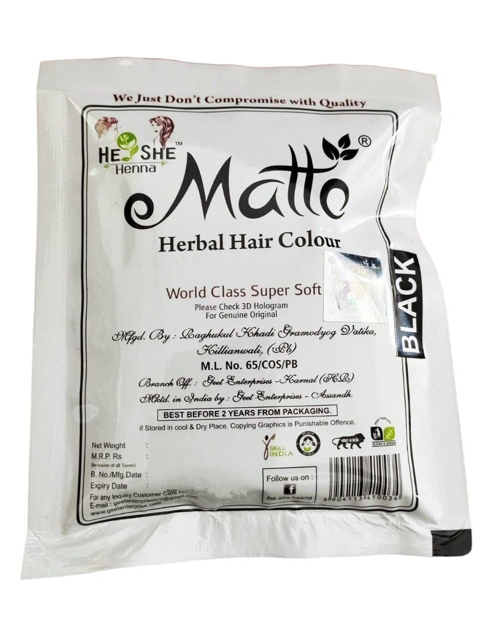 Matto He She Hair Colour NATURAL BLACK (4 Pcs) + DARK BROWN (4 Pcs ) | Hair Color For Women and Men | Henna Based Hair Colour | No Ammonia, No Bleach | Suitable For All Types Of Hair - 40 Gm Each (4+ 4= 8 Pcs)-picture-14