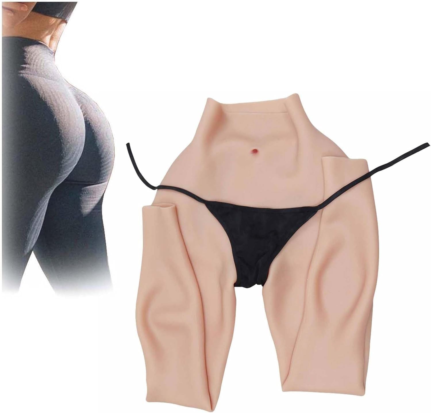 Mutandine in silicone con fica finta, da maschio a femmina, alla caviglia, for potenziare il sollevamento del sedere, for crossdresser(Brown,Basic)