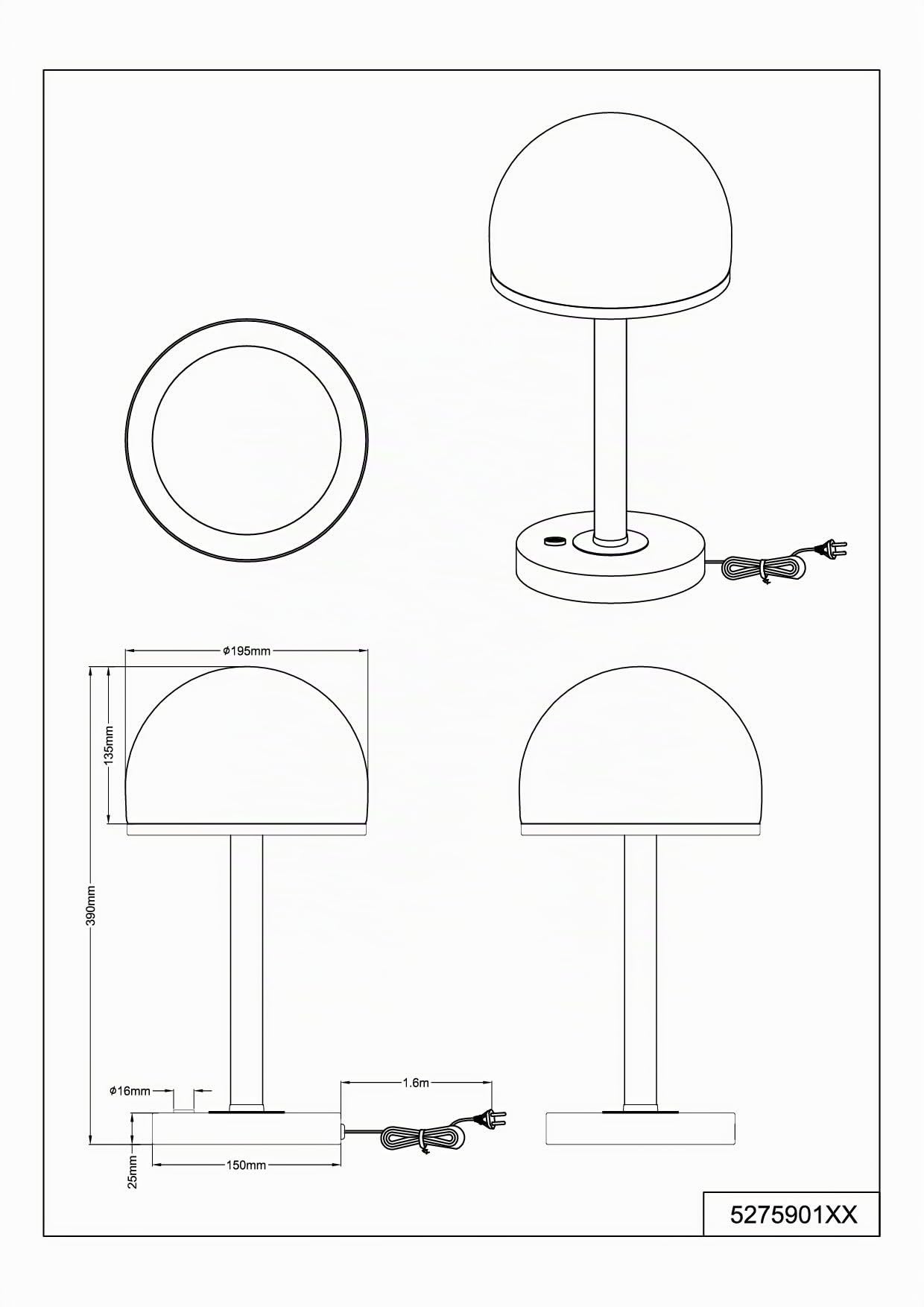 Trio Leuchten Berlin 527590107 LED Tischleuchte, Metall, 4 Watt, Nickel Matt, 4x fach Touch