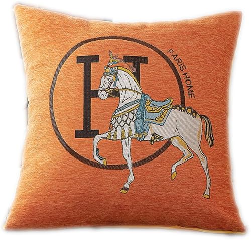 Croker Horse Juego de 2 fundas de cojín de 18 x 18 pulgadas, fundas de cojín de lujo con bordado de caballo de estilo moderno para sofá, sala de