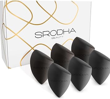 Beauty Make Up Sponges Set | 6 Piece Pack | Liquid Makeup Blender Sponge Sets | For Blending Face Complexion Foundation Concealer Cream Products Powder Tapered Black