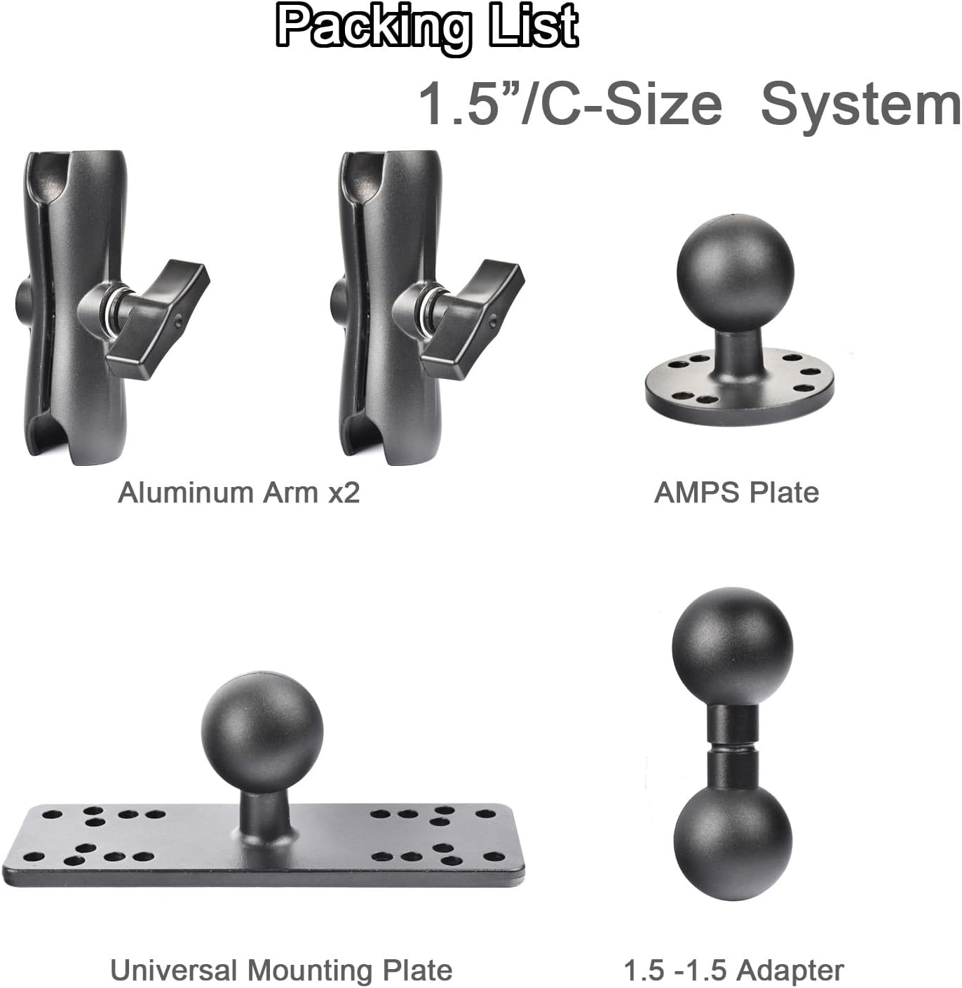 Aluminum Fish Finder Mount with 1.5'' Ball, 14.76'' Dual Rod Extended Arm for Longer Lengths, Marine Electronic Mount for Garmin, Lowrance, Raymarine,Compatible with RAM C-Size Kit 8 61mPqbkEQmL. AC SL1500