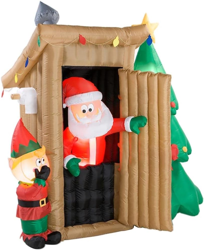 6 1/2' Gemmy Airblown Animated Inflatable Santa Outhouse Deluxe