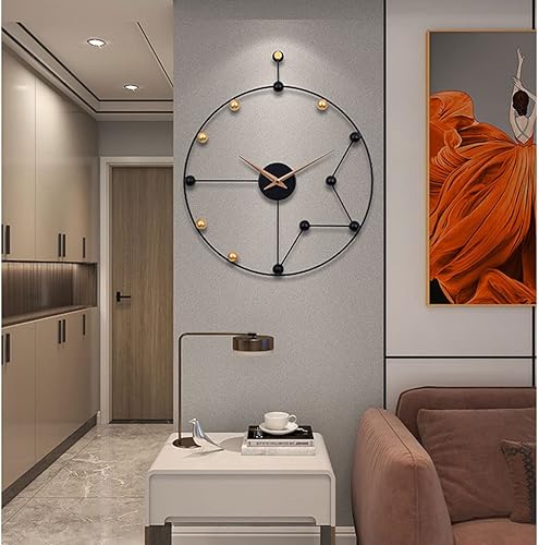 Miniatura 8 de Reloj de pared - Reloj de pared creativo de constelación de 20 pulgadas, moderno, decorativo, redondo, reloj de pared, negro, minimalista,