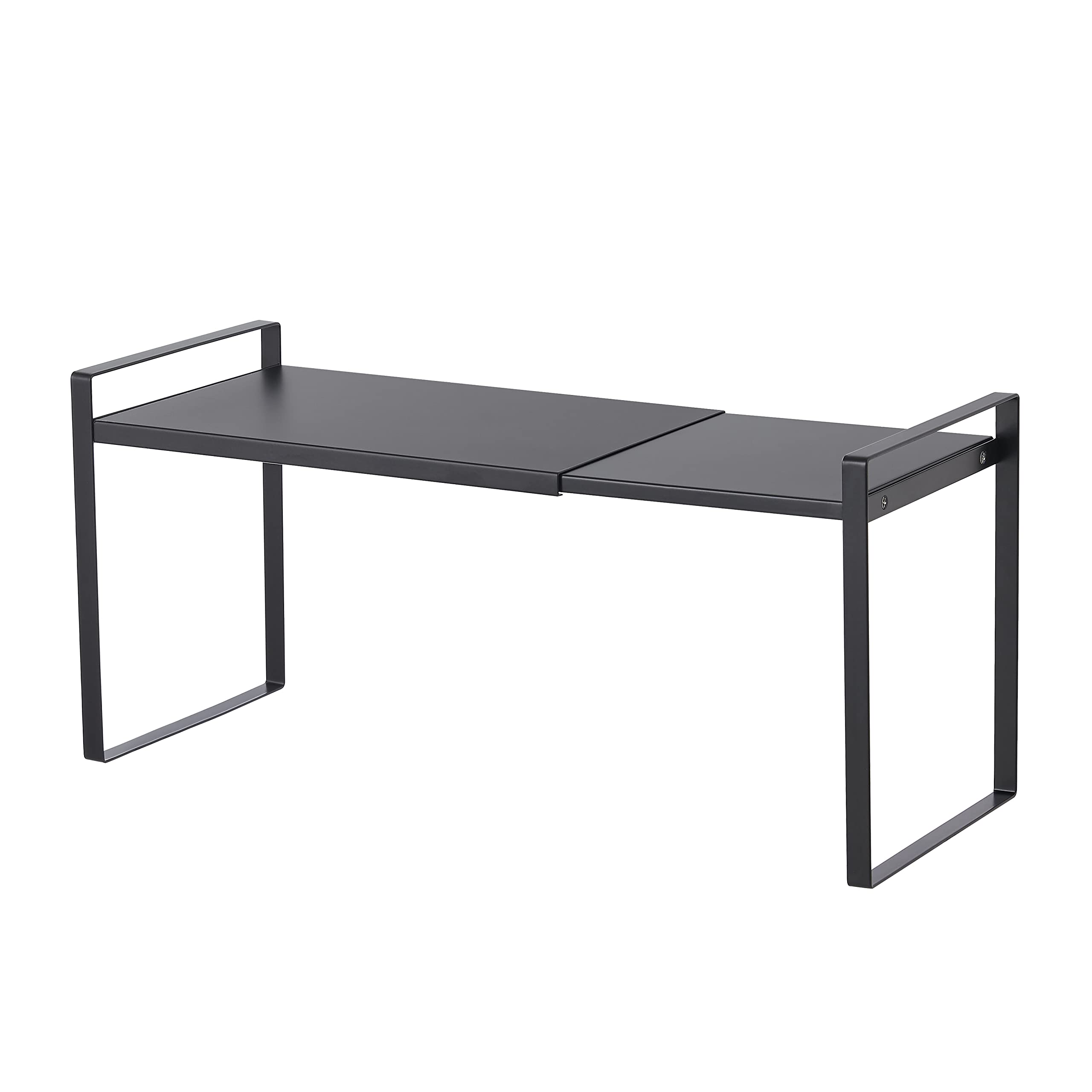 ALTA Expandable Kitchen Countertop Shelf, Stackable Cabinet Organizer Shelf, Black Stainless Steel
