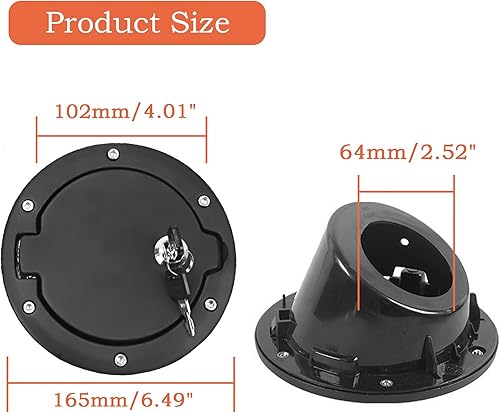 Miniatura 5 de Cubierta de puerta de llenado de combustible, cubierta de tapa de depósito de combustible de gas, color negro, apta para Jeep Wrangler JK 2007 2008