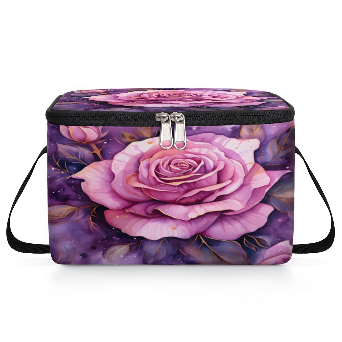 Beautiful Rose Lunch Bags for Women Men 9 Cans, Hot & Cold Food Delivery Bag Insulated Grocery Bag Insulated Lunch Box Flower Cooler Bag for Office Work Picnic Beach