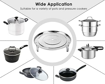 DS. DISTINCTIVE STYLE Steamer Rack 10.1 Inch 304 Stainless Steel Steaming Rack Steam Tray with Removable Legs for Steaming Crab, Tamale Cookware Instant Pressure Cooker Multi-functional Steamer Basket (Silver - 25.6 cm)