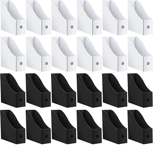 Organizador de archivos de escritorio, 24 piezas, organizador de archivos de documentos, revistas, caja de almacenamiento de cartón para suministros