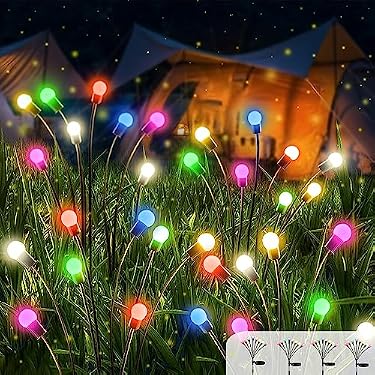 AMAZON - Solar Garden Lights, 4 Pack Solar Firefly Lights, New Upgraded Garden Lights Solar Powered Waterproof Lights, Solar Powered Firefly Lights, Solar Swaying Light for Garden Path Decoration (Multi Color)