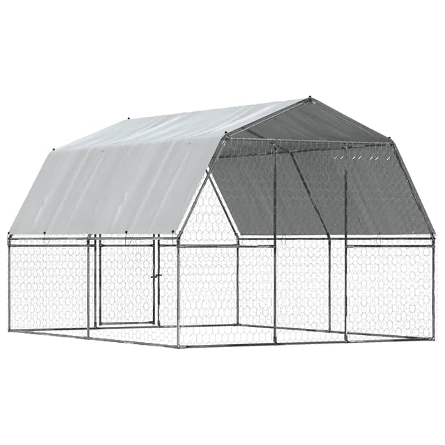 Foto 7 de 8 de vidaXL Jaula para Perros con Techo y Puerta Acero galvanizado Plateado, Jaula para Perros, Perrera para Perros