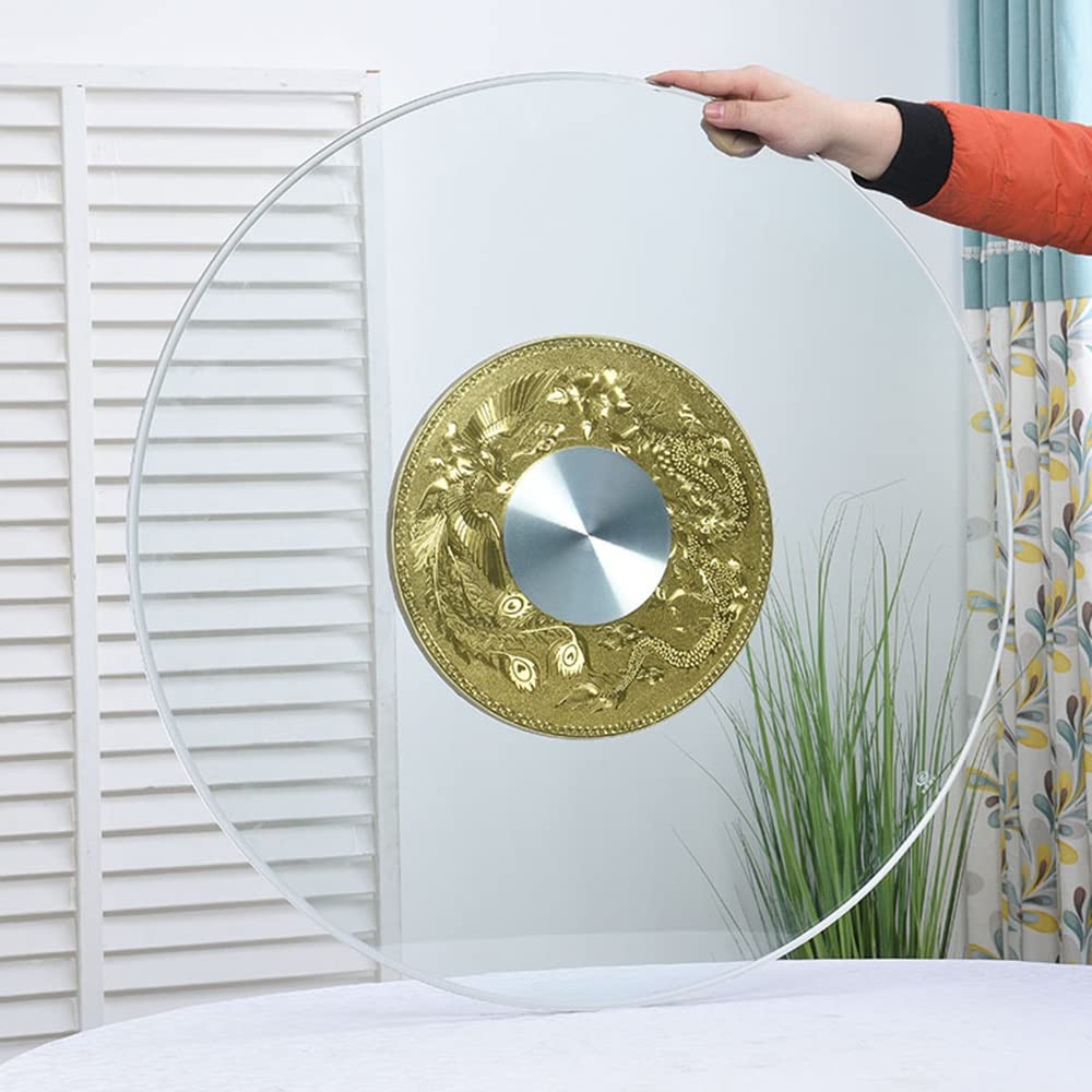 FREAZE Vassoio Rotante in Vetro Dell'hotel Trasparente Lazy Susan Rotondo Tavolo Service Tray 50cm-100cm, Piatto Girevole Centrotavola da Tavolo, (Liscio/Resistente) (Size : 70cm/28in)