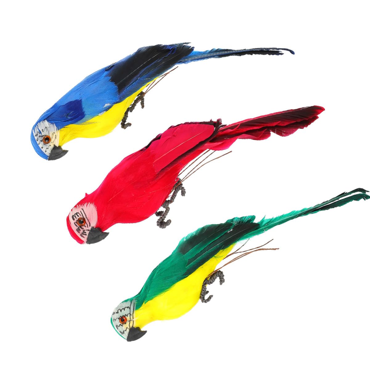 Statues de perroquet en mousse et plumage pour décoration de jardin extérieur lot de 3 pièces réalistes