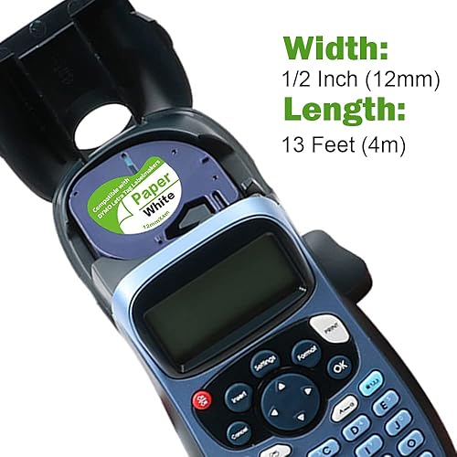 Miniatura 2 de Paquete de 5 cintas adhesivas compatibles con Dymo Letratag 91200 91330 10697 S0721510, papel blanco, 0.472 in x 13.1 ft 12 pulgadas x 13 pies,