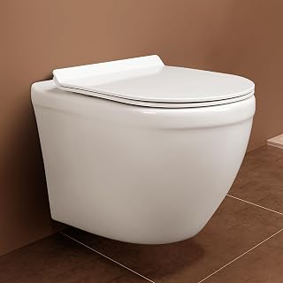 Hindware Italian Collection Pearl Western Commode for Bathroom | Made of Ceramic | S-220 Trap | Duroplast Seat | Rimless |... Price In India