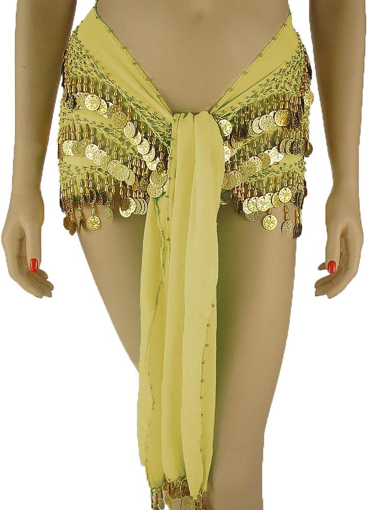 Belly Dance Chiffon Colorful Bead & Coin Hip Scarf | WINDING WINDS