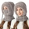 Women's Outdoors Windproof Scarf Hat, 3 in 1 Winter Balaclava for Women, Warm Knitted Face Mask Hat Cap Scarf（Gray） #1
