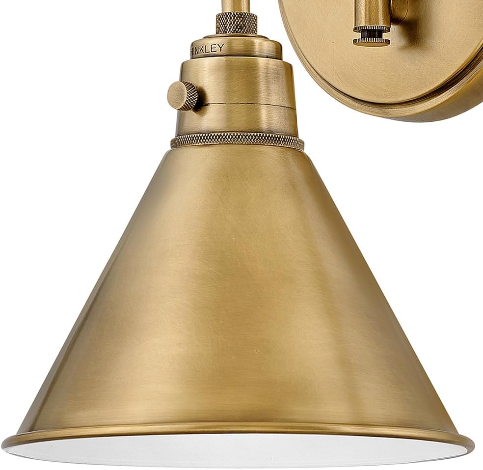 Hinkley Arti 3691HB Medium Adjustable Single Wall Sconce, Single Pivot Point, On/Off Switch, Heritage Brass
