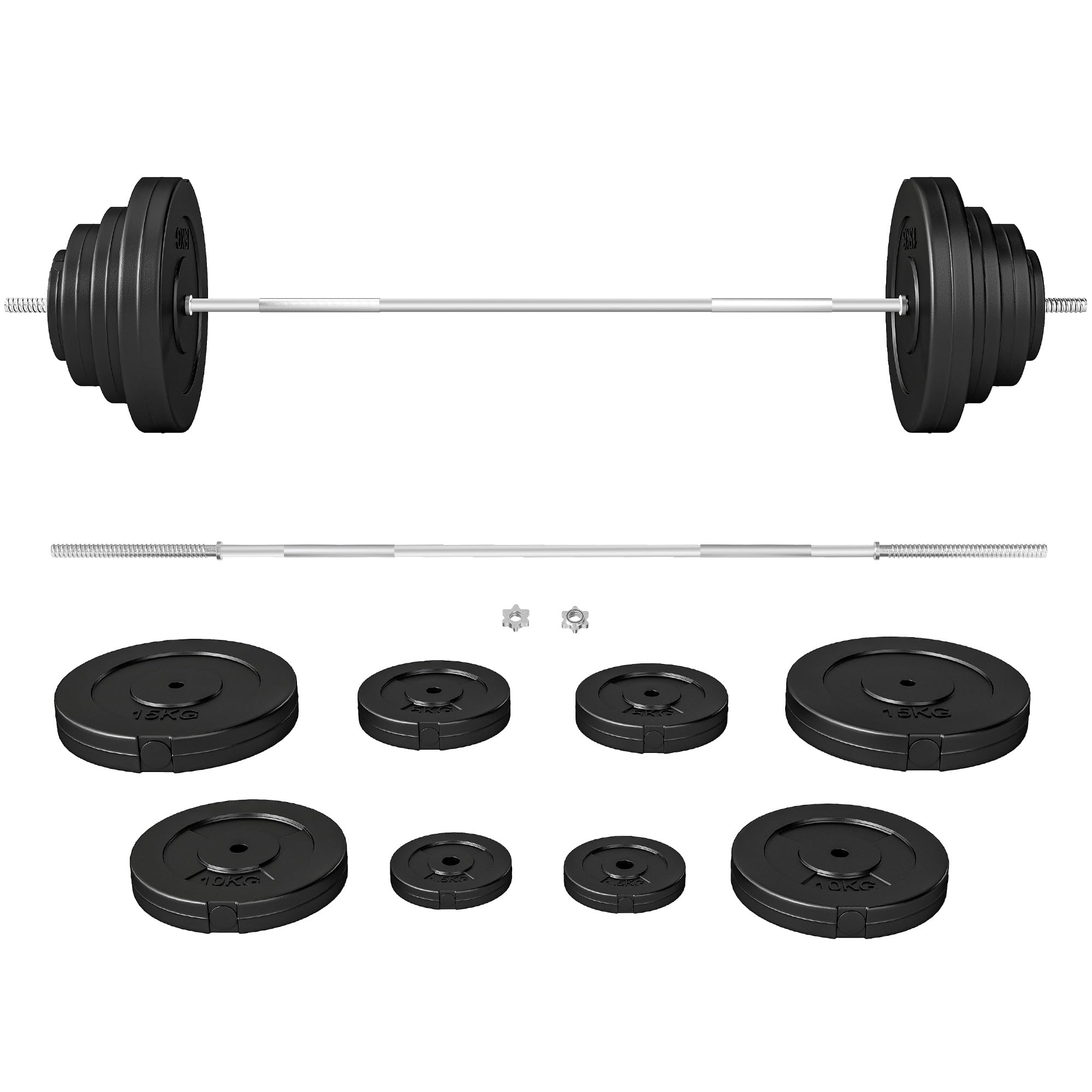 Soozier 154 lbs Barbell Weight Set, Adjustable Weights for Home