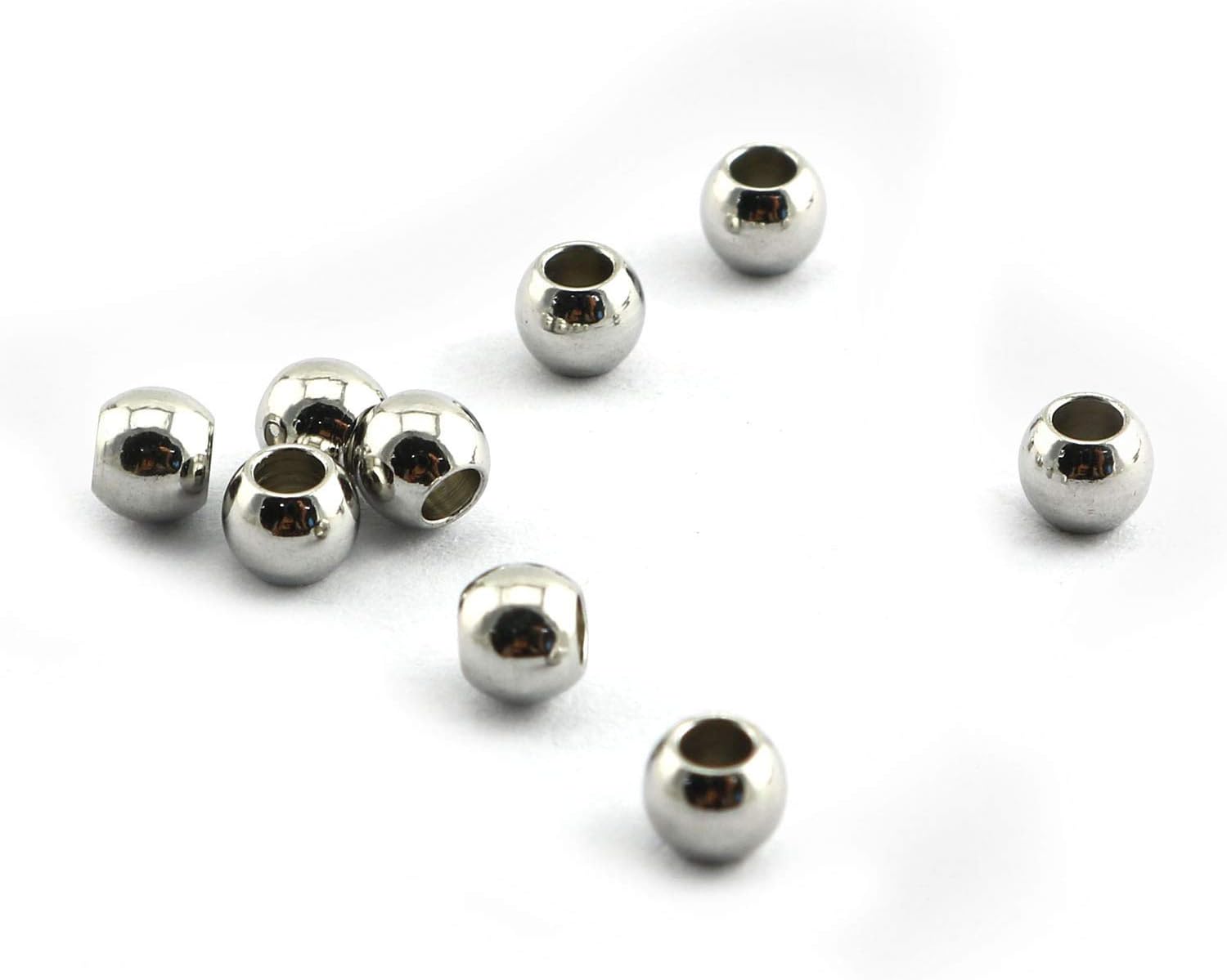50-Pack 304 Stainless Steel Smooth Round Spacer Beads 2mm Hole,Seamless Loose Beads for Jewelry Making Findings DIY Crafts Accessories 4mm(Silver) - Image 3
