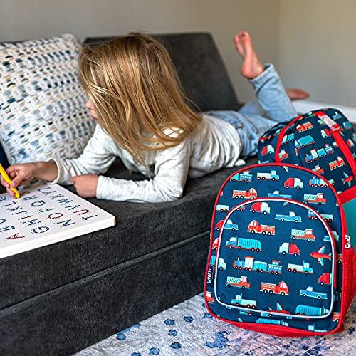 Image of Wildkin Kids 12-Inch Toddler Backpack - Lightweight School Bag for Daycare & Travel, Ages 3-7, Transportation, 12 x 10 x 4.5 inches, 12-inch Backpack Boys