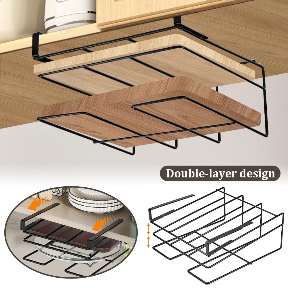 LPAMABA Porta Taglieri Da Armadio A 2 Livelli - Organizzatore Metallico Per Cucina, Supporto Sotto Mobile - Foto 5