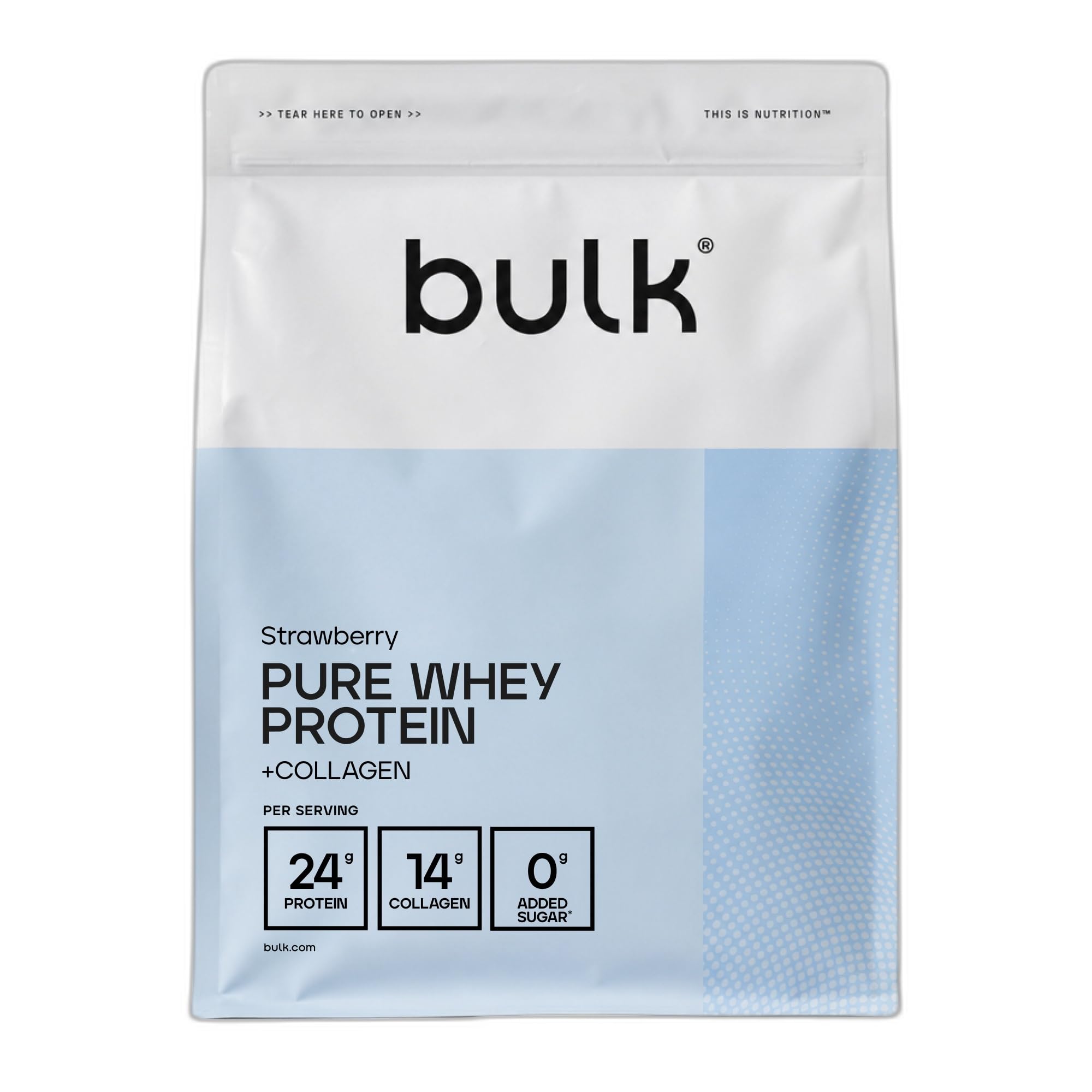 Bulk Pure Whey Protein + Colágeno, Fresa, 2kg