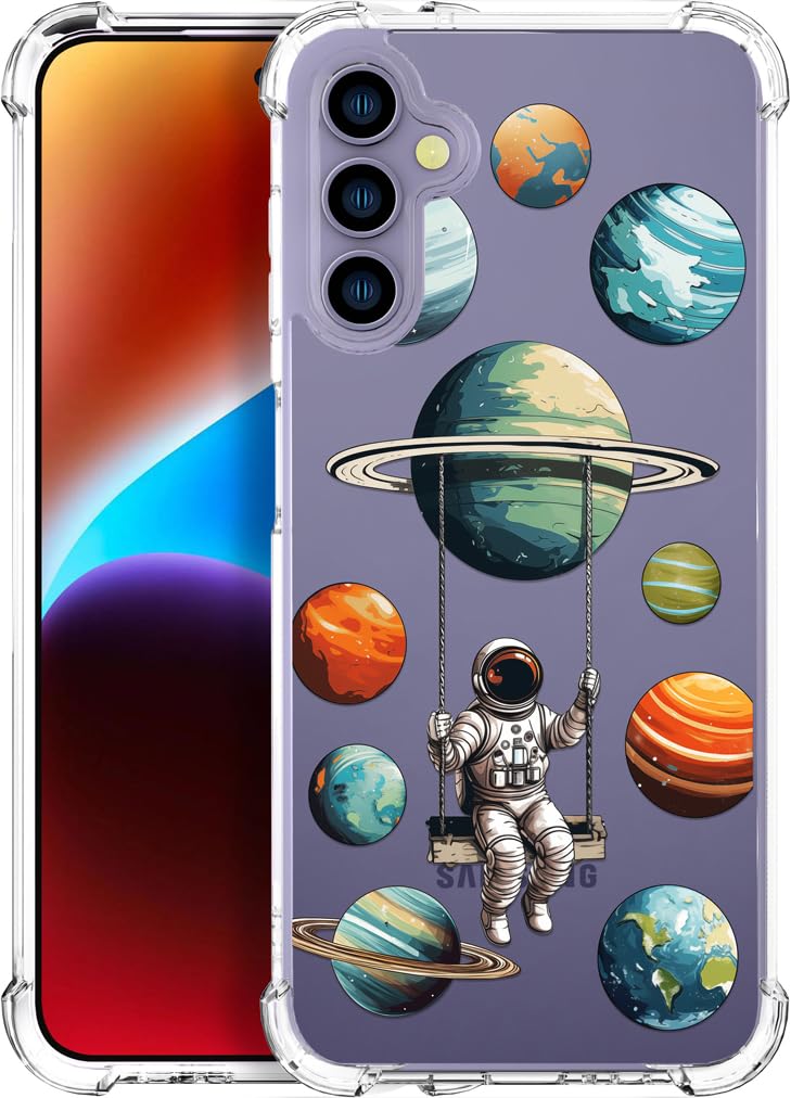 ENDIY Compatible with Samsung Galaxy S24 & S25 Cases with Design, Cute Transparent Phone Case for Women Girls Girly with Heavy Duty Protective Bumper