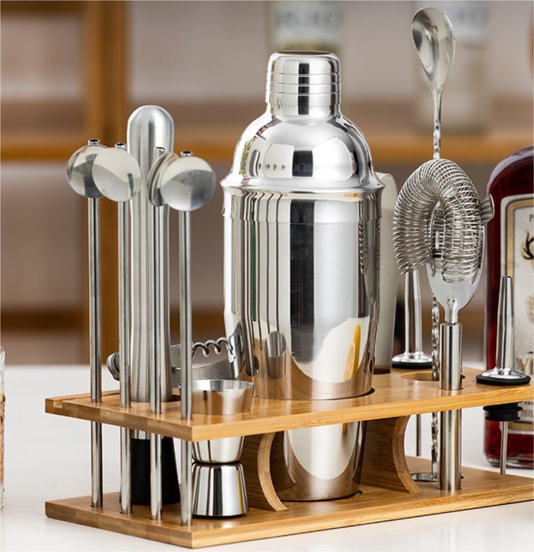 Coctelera Profesional Juego De Coctelera De 13 Piezas, Kit De Barman De Acero Inoxidable para Herramientas De Barra Mezcladora De Bebidas con Soporte Kit Coctelería