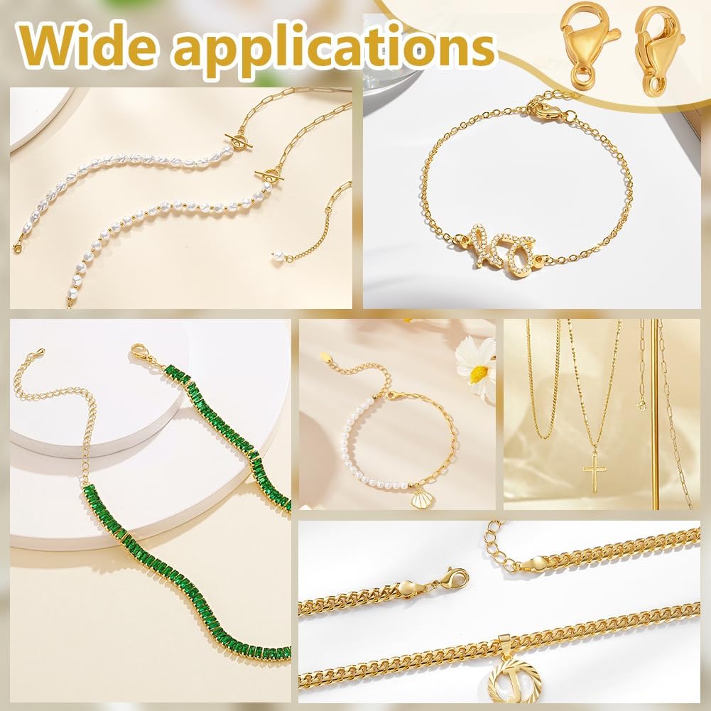 UNICRAFTALE About 80Pcs 24K Gold Plated Necklace Clasps Stainless Steel Lobster Claw Clasp 9mm Fastener Hook End Chain Clasps Jewelry Clasp and Closures for Bracelet Necklace Making - Image 6