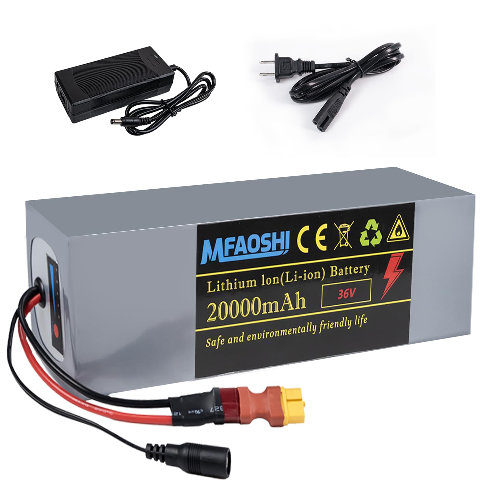 Ebike Battery Pack, 36V 20Ah Lithium Battery Unit with 2Ah Charger, BMS Protection for 350W-1500W Motors, Electric Bicycle, Ebike and Scooter