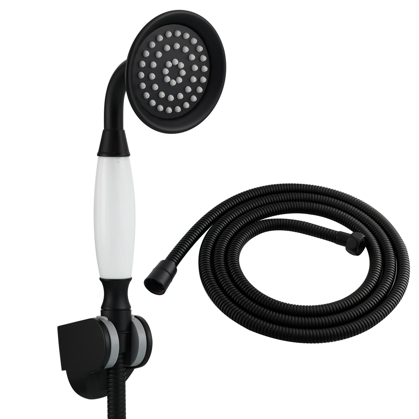Tecmolog Set de Douche Noir Pommeau de Douche Rétro en Laiton avec Flexible et Support Mural, BS126BF
