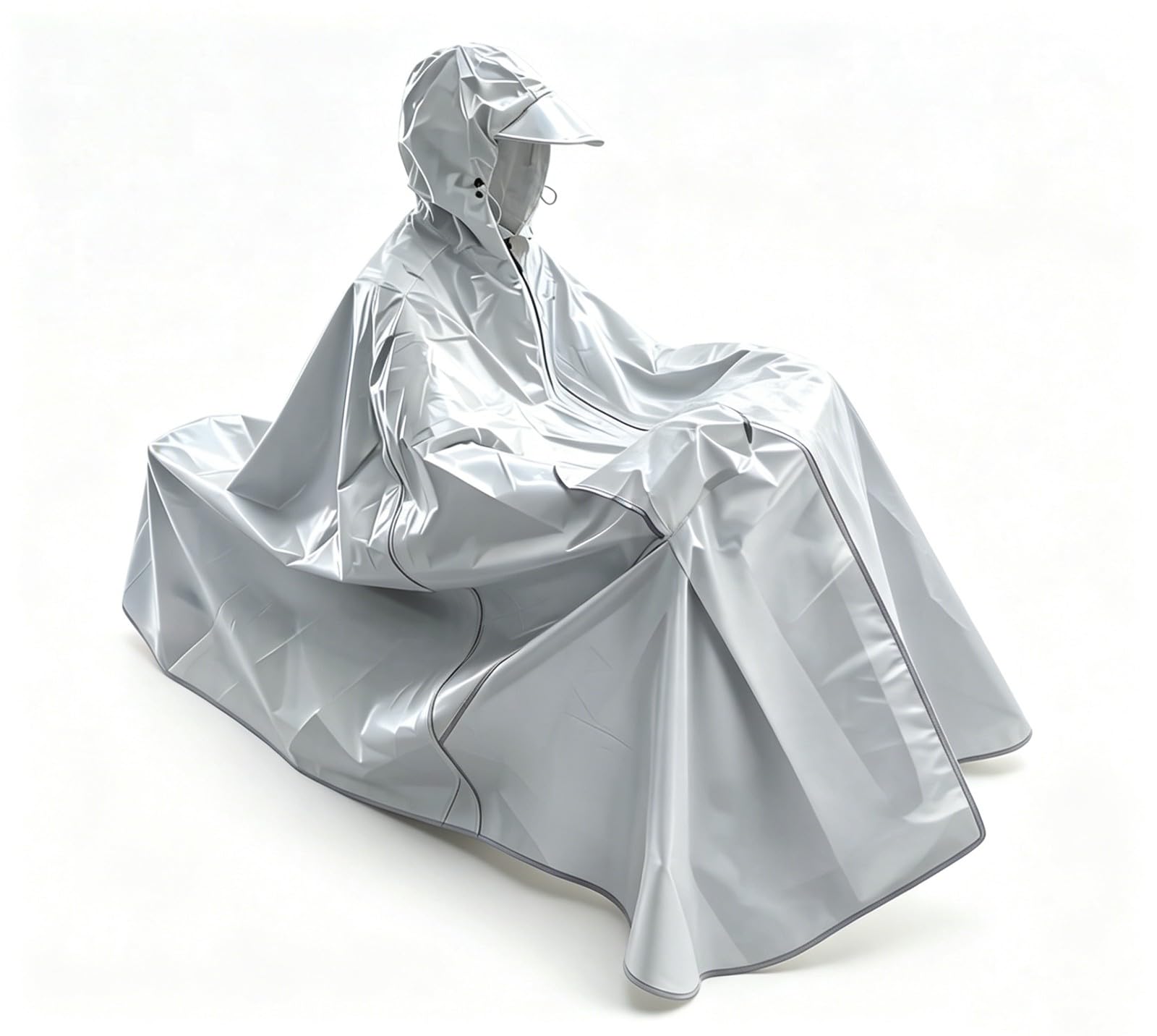 Poncho Unisexe Adulte, Housse ImperméAble pour VéLos ÉLectriques, Coupe-Vent, Col Montant, IdéAl pour Une Utilisation ExtéRieure en VéLo ÉLectrique(Light Gray,5XL)
