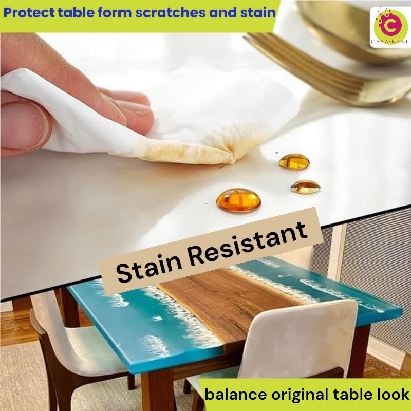 CASA-NEST 1mm PVC Thick Clear Center Table Cover, 4 Seater, Size = 27 x 48 Inches (69 x 122 cm) | Heat Resistant, Transparent Table Protector, Waterproof, Strong - Image 2 thumbnail