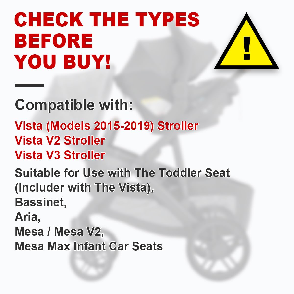 Accessoires adaptateurs supérieurs compatibles avec UPPAbaby Vista, Vista V2, Vista V3 poussette/berceau, siège auto pour bébé (Aria, Mesa V2, Mesa Max) — Non compatibles avec d'autres modèles