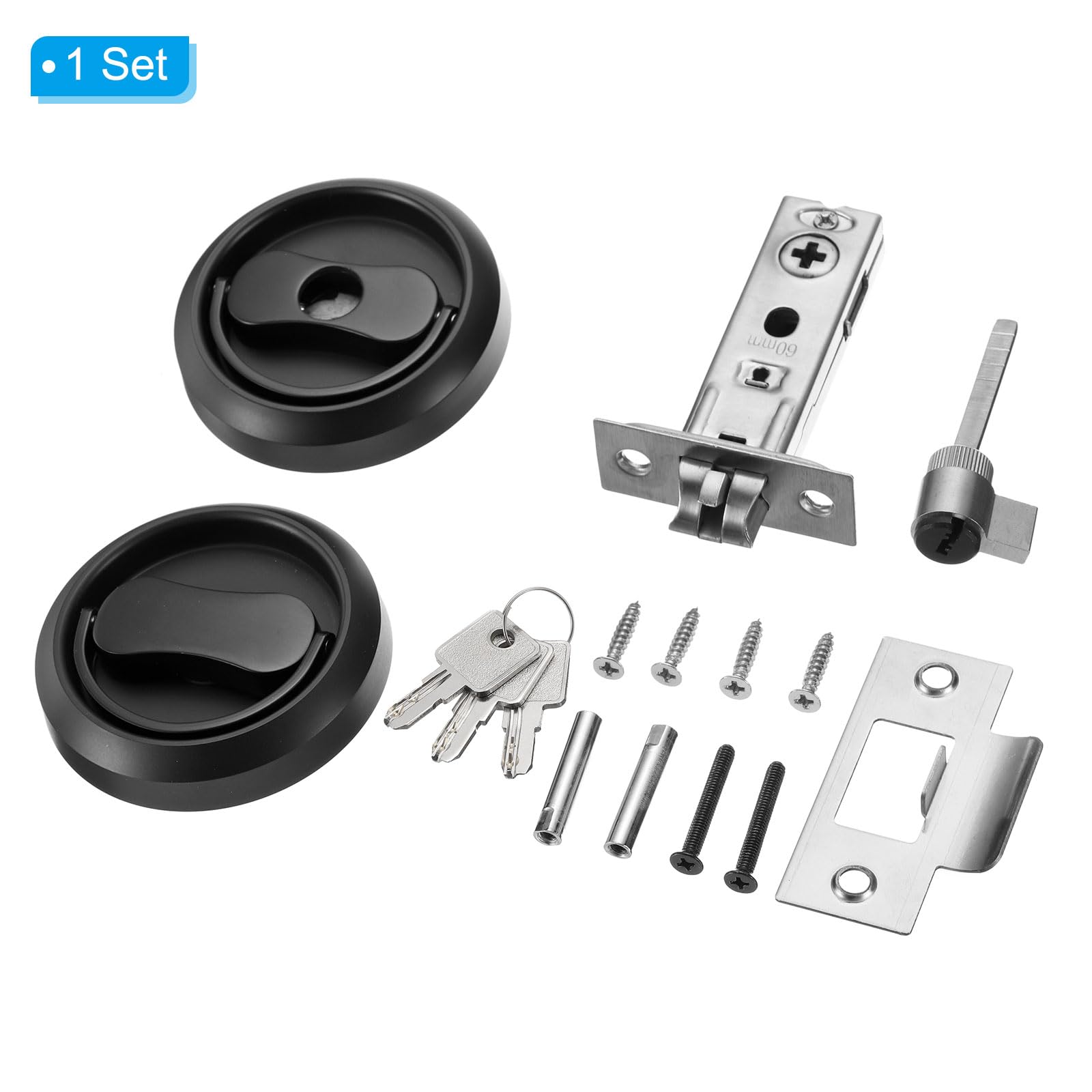 PATIKIL Stainless Steel Deadbolt Lock, Single Dead Bolt Locks Modern Round Dead Lock for Exterior Keyed Front Entry Door Pick Resistant Security, Black - Image 4